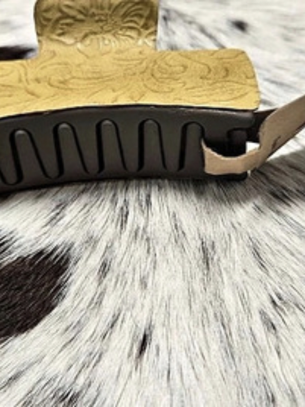 Faux Tooled Leather Mustard Color Hair Clip